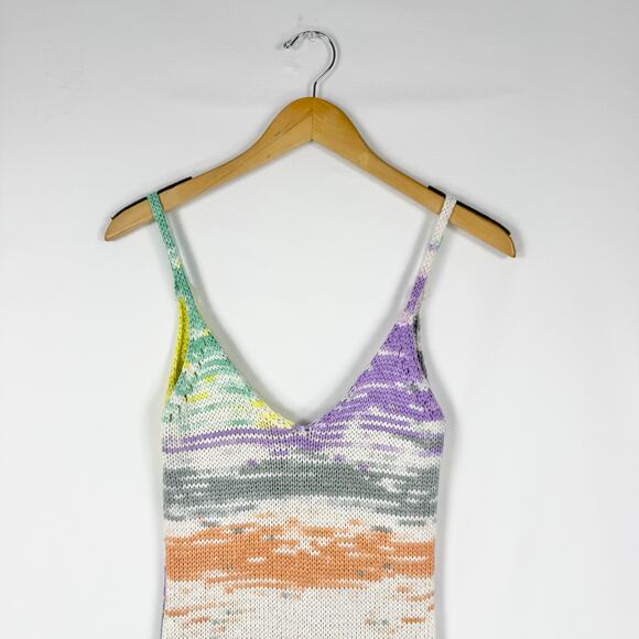 Zara Women's Multicolored Knit Sweater Maxi Midi Dress Medium Orange Purple - Picture 4 of 13